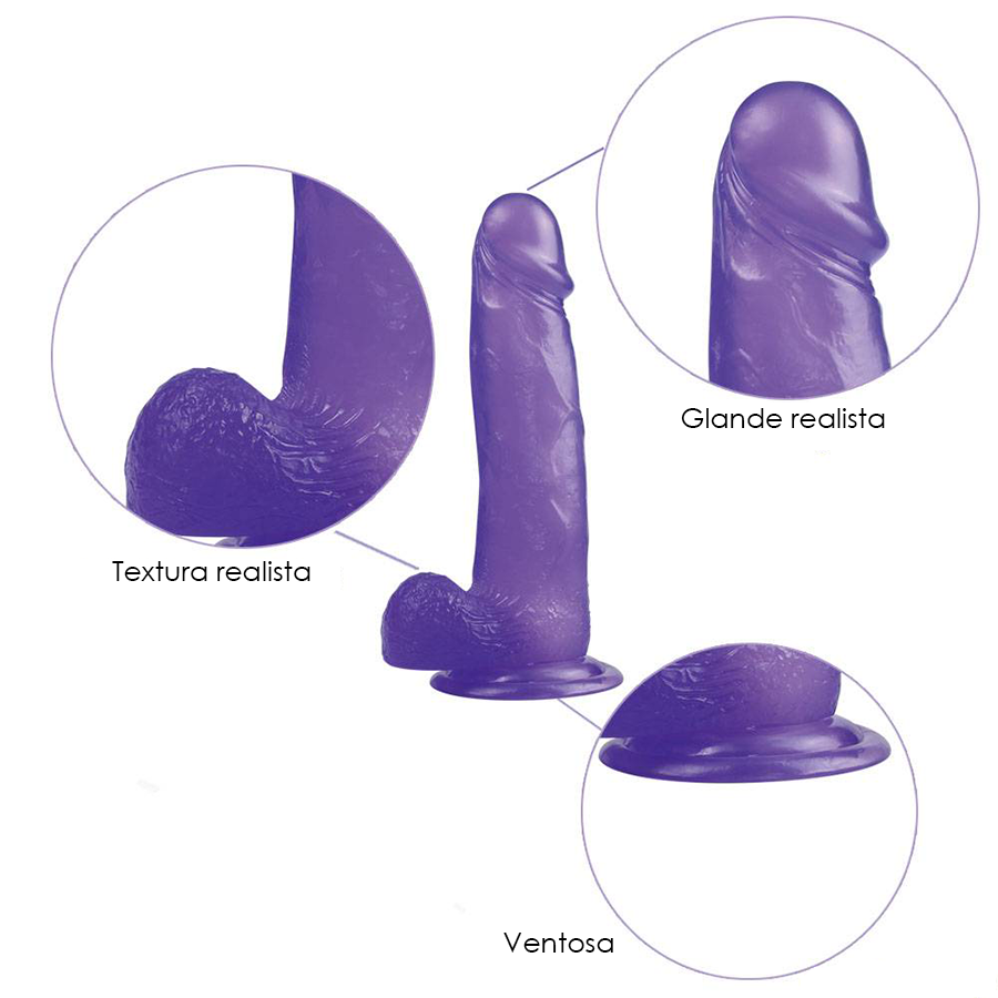 Dildo 8'' Large Purple Jelly Studs