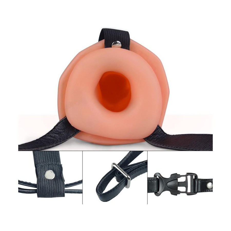 VIBRATING UNISEX HOLLOW STRAP ON DOUBLE