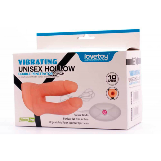 VIBRATING UNISEX HOLLOW STRAP ON DOUBLE