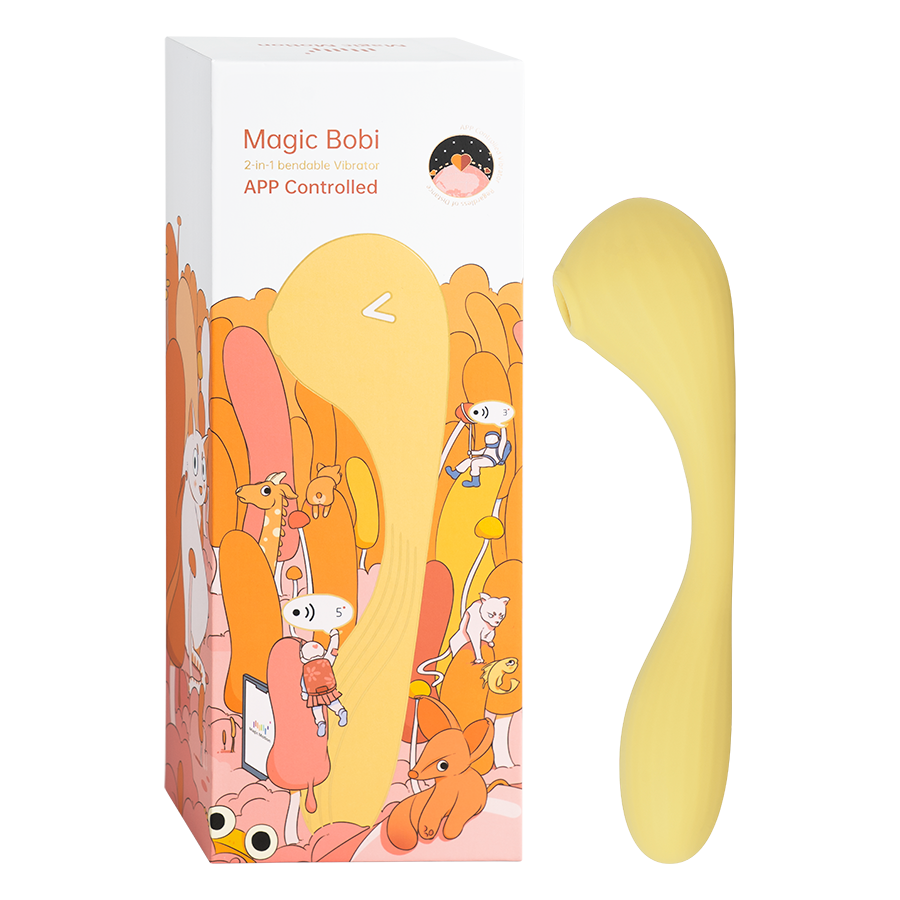 Estimulador Clitorial y Vibrador Punto G con APP Magic Bobi Yellow